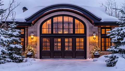 玻璃窗拱形车库门