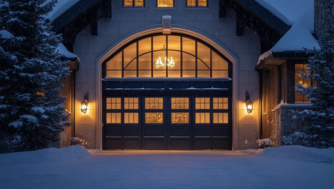 玻璃窗拱顶车库门