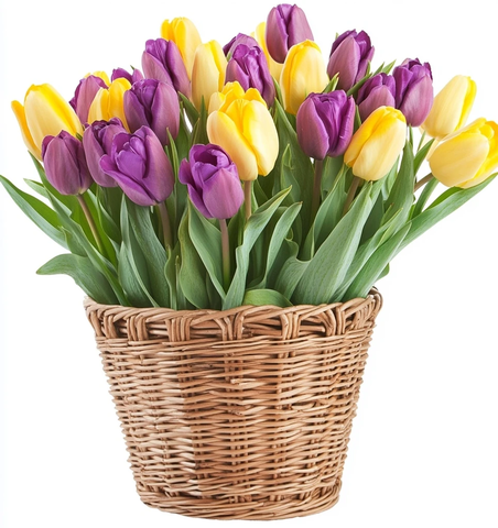 黄紫郁金香花篮