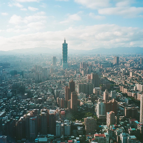 台北大厦鸟瞰视角下的城市全景