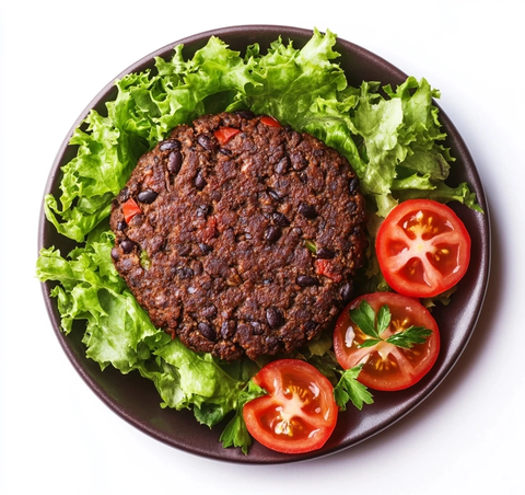 黑豆汉堡配生菜番茄