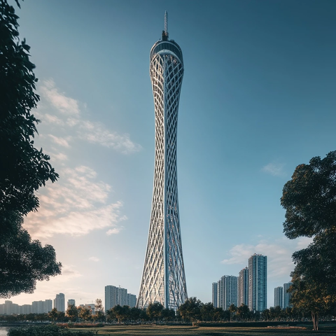 广州地标建筑广州塔远景图