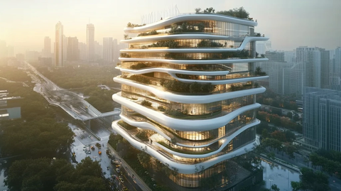 现代化城市中造型独特的高层建筑