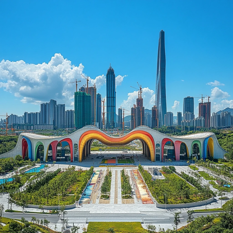 现代化城市中独特造型的建筑景观