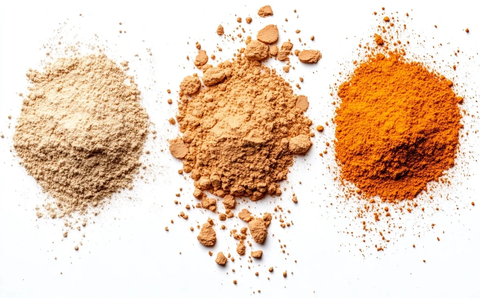 三种粉末颜色对比