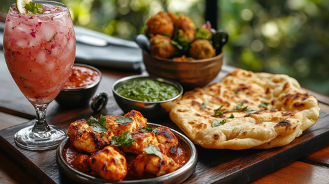 南亚斋月拼盘与玫瑰饮料