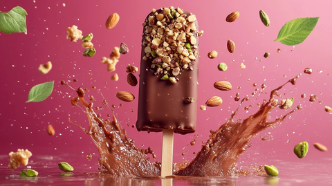 巧克力冰淇淋棒坚果飞溅