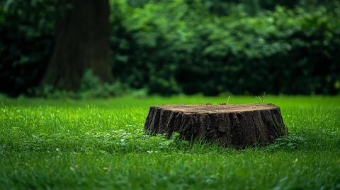 草地上的棕色原木