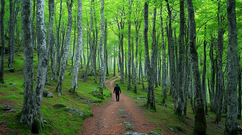 森林中行走的人