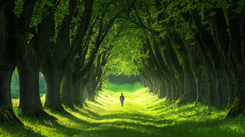 森林中行走的人