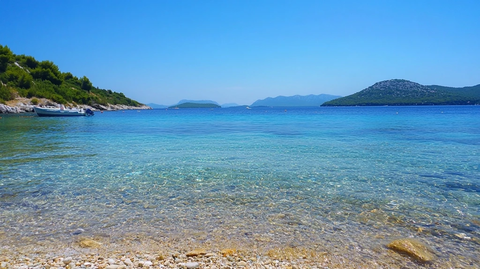 蓝色海洋与晴朗天空