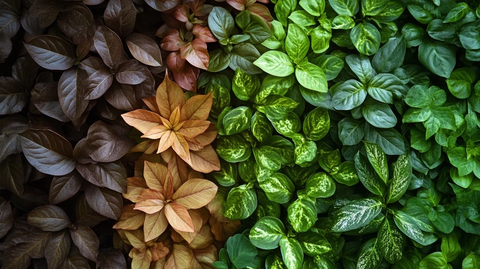 绿叶与棕叶植物