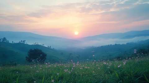 乡村日出草地景观