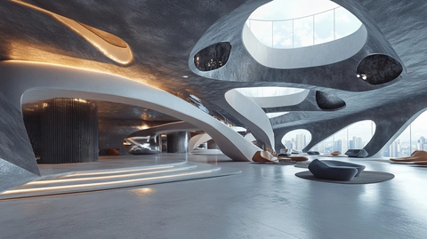 未来主义建筑与混凝土地板设计