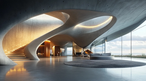 未来主义建筑与混凝土地板设计