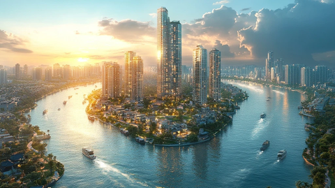 河畔的金色余晖