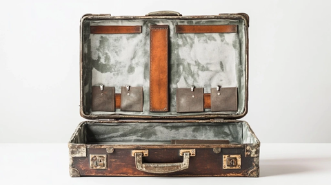 旧皮箱内部细节展示