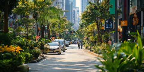 绿植环绕的街道