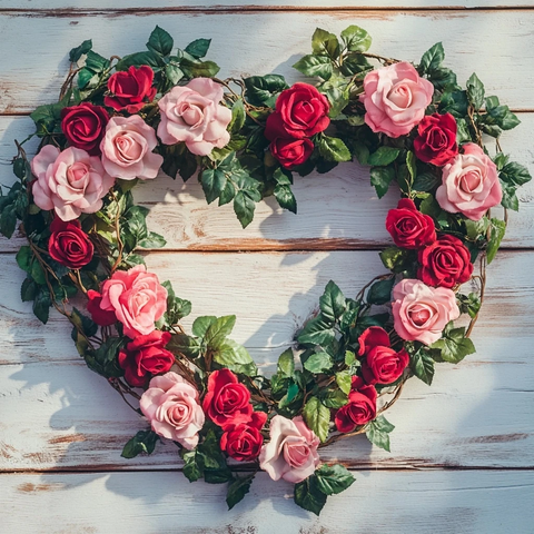 红玫瑰心形花环