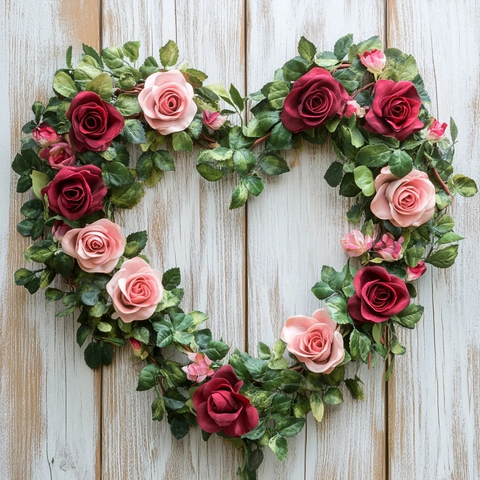 红玫瑰心形花环