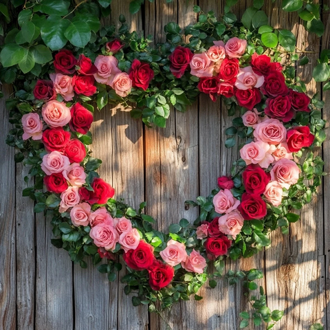 红玫瑰心形花环