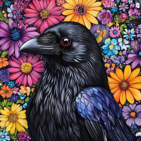 乌鸦与花卉图案陶瓷设计