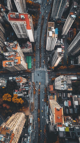 城市路口鸟瞰