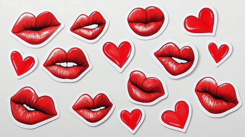 情人节可亲吻嘴唇表情贴纸