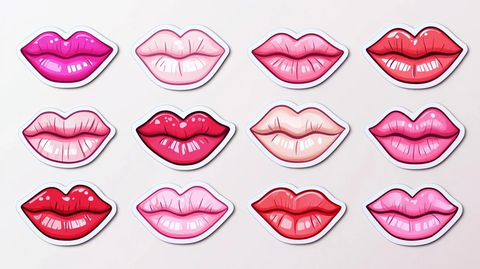 情人节可亲吻嘴唇表情贴纸