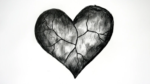 黑白背景上的心脏绘图