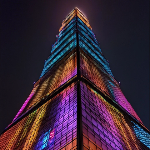 多彩灯光塔楼