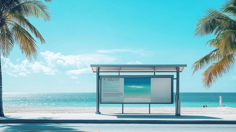 海边公交站广告牌