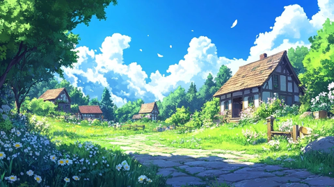 卡通村庄背景图