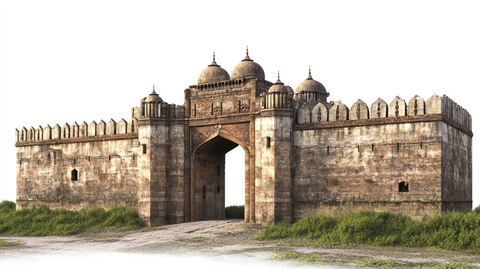 孟加拉国白色背景下的堡垒建筑