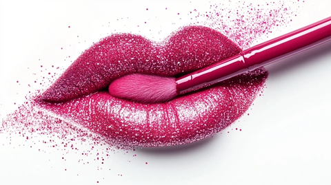 粉色闪粉融化唇舌化妆品