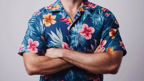 男子穿夏威夷衬衫