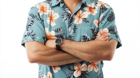 男子穿夏威夷衬衫