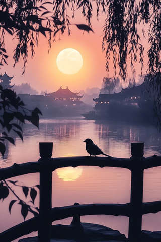 晨曦中的古建筑