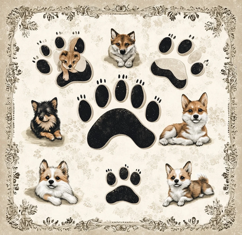 狐狸爪印与小狗