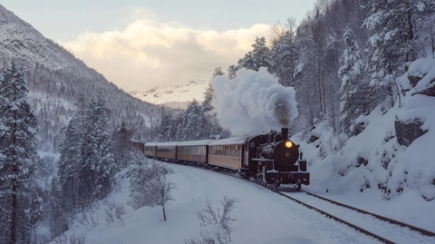 冬季森林中的铁路