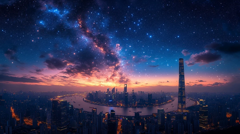 城市星空璀璨夜景