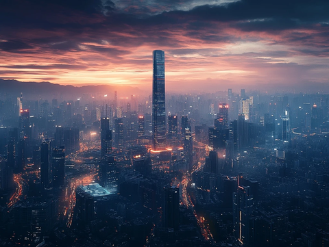 城市日出壮美景观