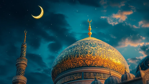 金色清真寺圆顶与新月