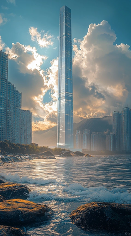 海滨高楼壮丽景观