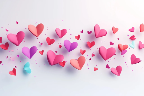 心形彩纸飞散