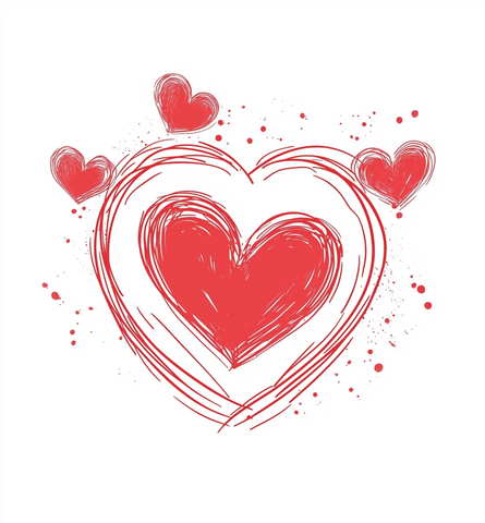红心边框线稿