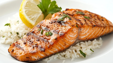 烤红鲑鱼配米饭