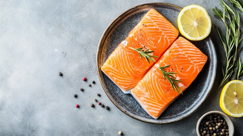 烤三文鱼配柠檬迷迭香