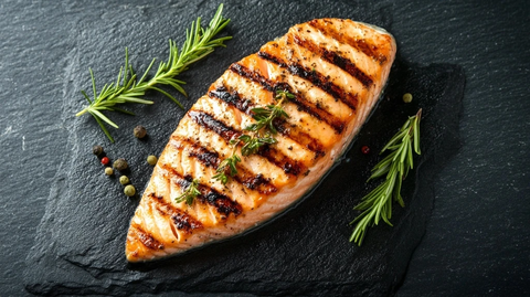 烤鲑鱼片配香草