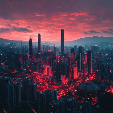 绯红都市夜景